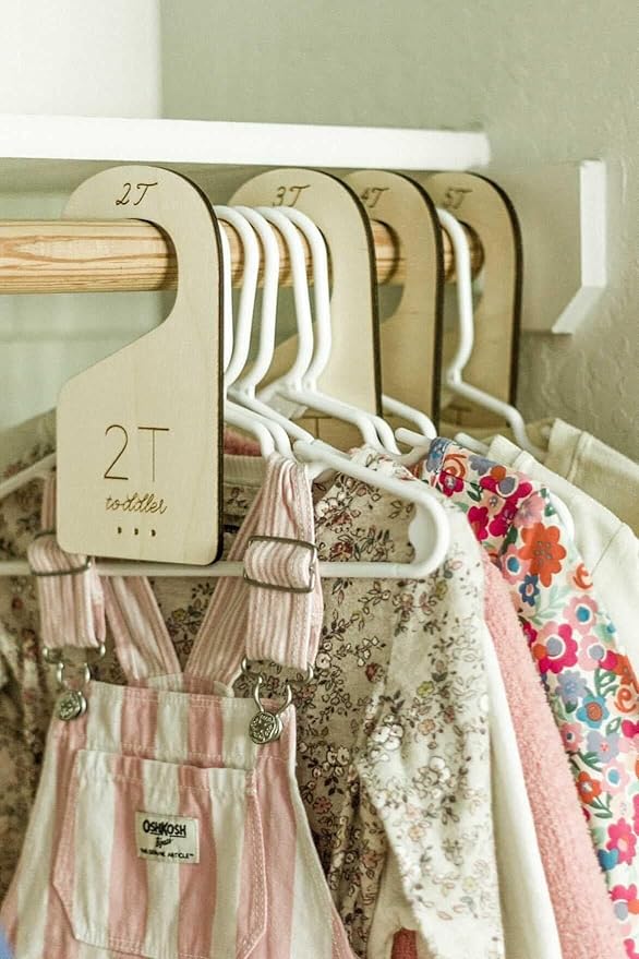 Loft Toddler Closet Dividers Durable Birch Kids Closet Organizer Timeless Etched Design for 2T-5T (Set of 4)