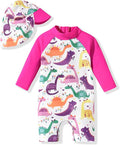 Aalizzwell Baby Girls Long Sleeve One Piece Bathing Suit with Hat
