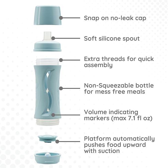 Subo Baby Food Bottle | No Mess Squeeze-Free Toddler Feeder | Feeding Bottle to Replace Resuable Pouches | (Duck Egg Blue)