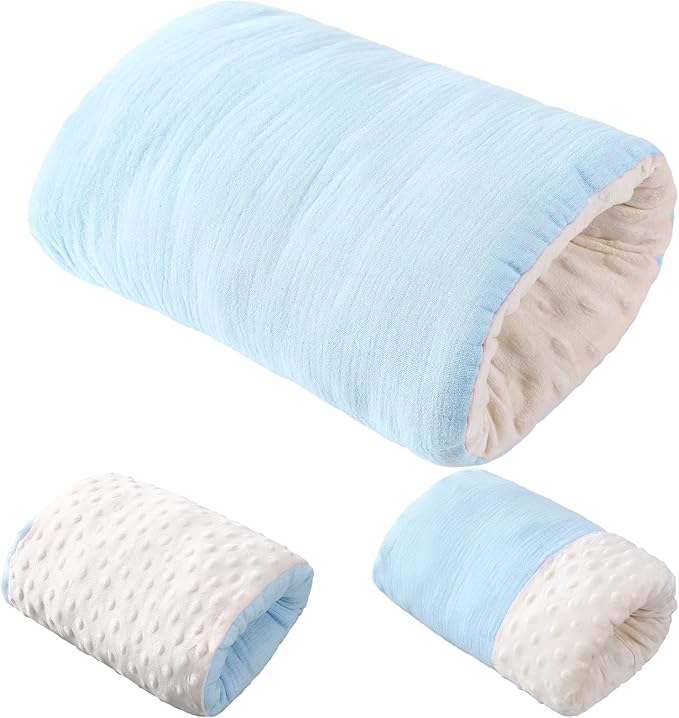 Baby Feeding Arm Pillow Breastfeeding Bottle Nursing Cozy Cradle Pillow for Newborn Soft Double Sided Muslin Cotton Head Support Comfortable Feeding for Mom(Blue,Simple)