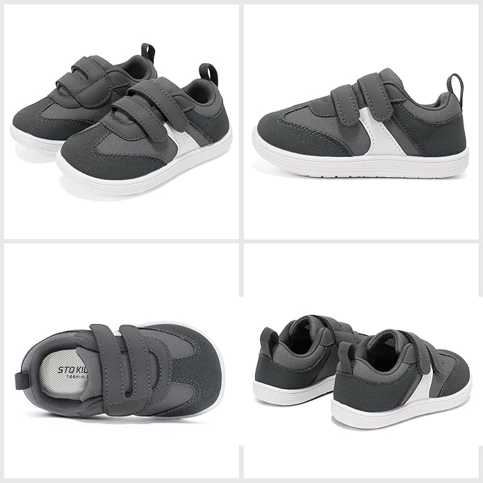 Toddler Wide Toe Box Barefoot Shoes Boys Girls Sneakers Zero Drop Kid Tennis Running Shoes Lightweight Non-Slip Comfortable Infant First Walking Shoe Outdoor Activities School