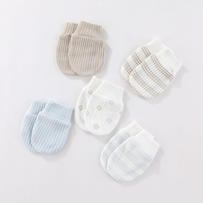Fashion Baby Boy Girl Clothing Set Cotton Soft 3-Piece Long Sleeve Button Rompers 5-Pack Hats&Gloves Infant Clothes