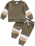 Kuriozud Toddler Baby Boy Fall Winter Clothes Long Sleeve Crewneck Pullover Sweatshirt Jogger Pants Set 2 Piece Outfit