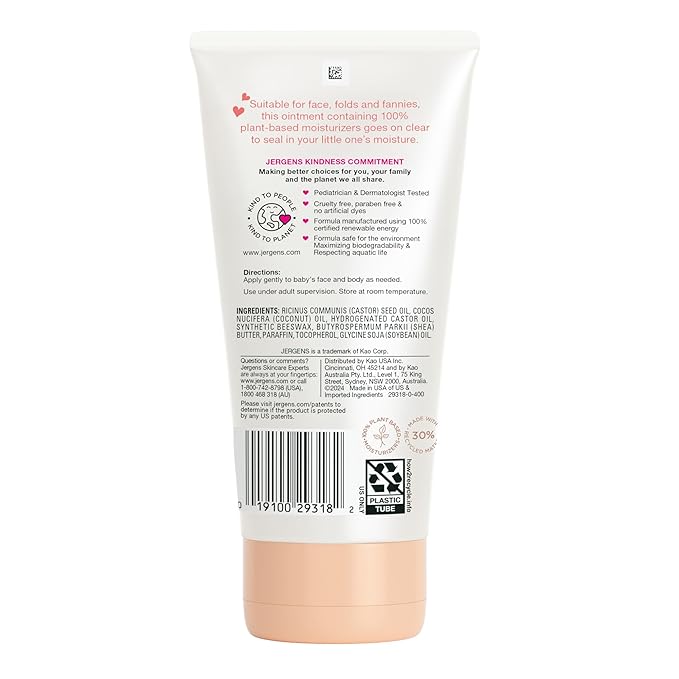 Jergens Baby All-Purpose Baby Ointment, Plant-Based Moisturizers, Petrolatum Free & Pediatrician-Tested, 5 Oz