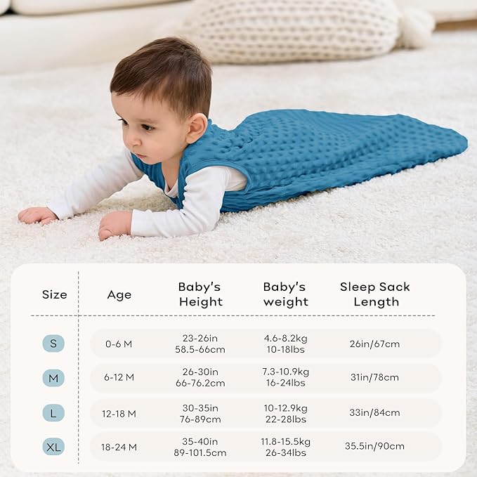 Fleece Baby Sleep Sack 0-6 Months with Plush Dots 1.5 Tog Baby Wearable Blanket with 2-Way Zipper Warm Sleeping Sack for Toddler Infant Newborn - Small, Sky Blue