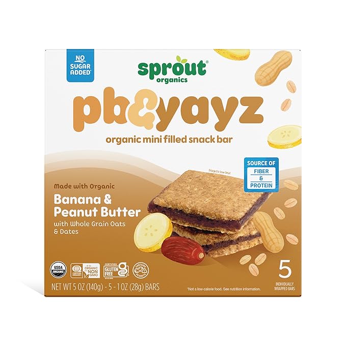 Sprout Organics, PB & Yayz Toddler Snack Bars, Peanut Butter & Banana, 30 Bars (6 Boxes)