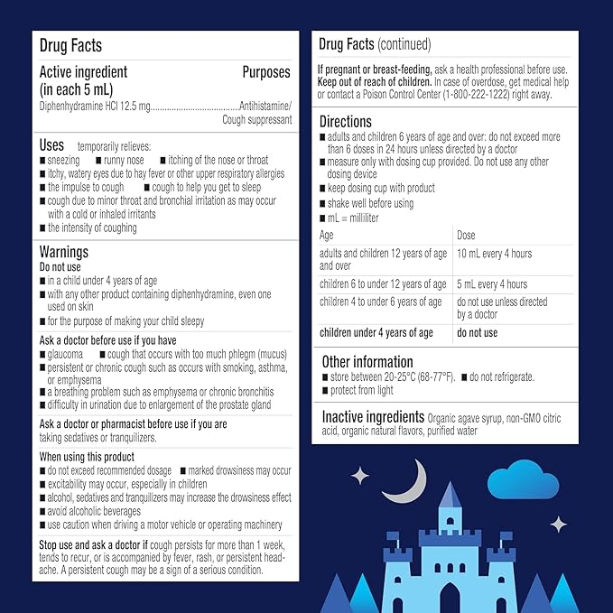 KinderMed Kids' Nighttime Cold & Cough Medicine, for Ages 6 Years+, No Dyes, No Artificial Flavors, No Artificial Sweeteners, Vegan, Non-GMO, Gluten Free, Organic Cherry Flavor, 4 fl. oz (Pack of 2)