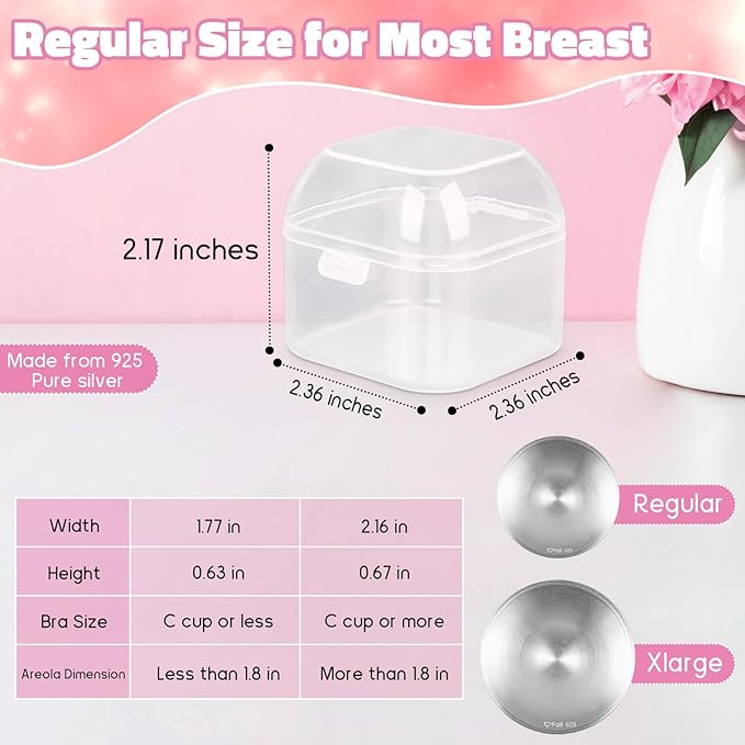 The Original Silver Nursing Cups, Nipple Covers for Breastfeeding Essentials, Nipple Shields for Nursing Newborn, 925 Silver Nipple Guards for Sore Nipple Relief, Newborn Essentials Must Haves-Regular