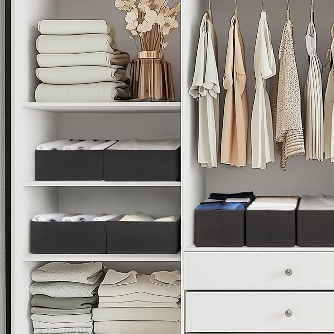 Criusia Drawer Organizer Clothes, 10 Pack Dresser Organizer for Baby Clothes, Underwear, Sock- Foldable Closet Organization and Storage Dividers Bins for Nursery, Bedroom (Black)