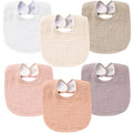 Konssy 6-Pack Muslin Baby Bibs for Boys & Girls, Soft Cotton Absorbent Bandana Drool Bibs for Drooling & Teething