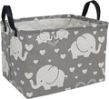 Rectangle Kids Gift Storage Basket Shelf Storage Basket Organizer Box Clothes Laundry Hamper Toys Nursery Basket Baby Laundry Basket with Handles (REC-love elephant)
