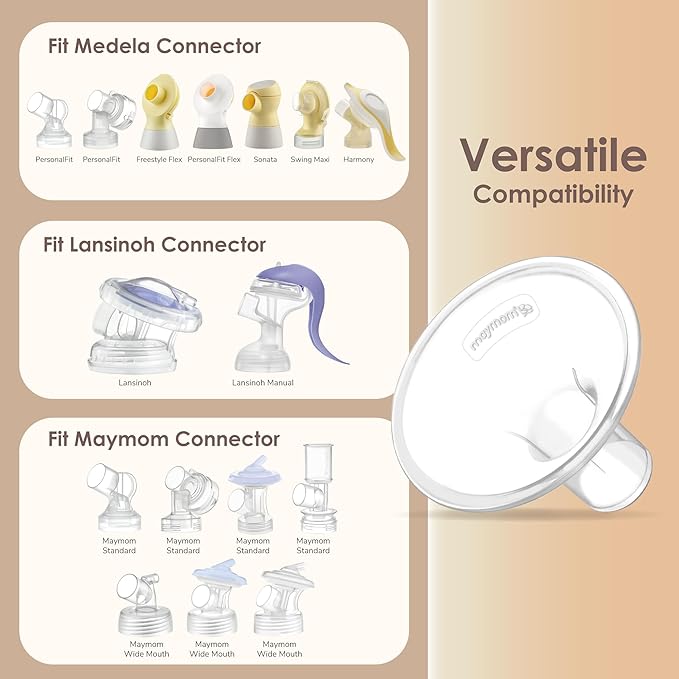 Maymom MyFit 16 mm Small Shields, Compatible with Medela Breast Pump- PersonalFit, Freestyle, Harmony, Maxi, Flex Connector, Connect to Widemouth/Narrow Connector, 2pcs