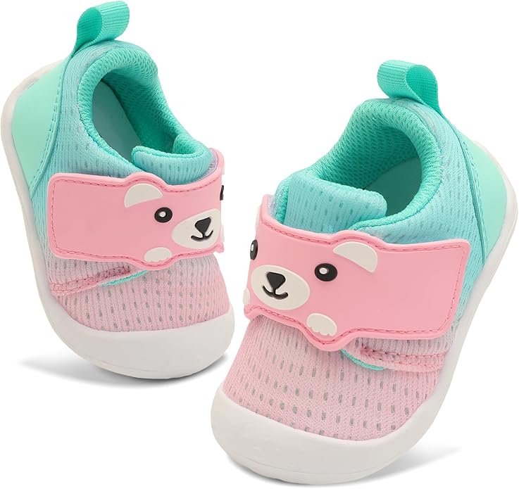 FEETCITY Baby Walking Shoes Wide Baby Shoes Boys Girls Infant Sneakers Crib Shoes Breathable Toddler Barefoot Shoes Slip On Shoes