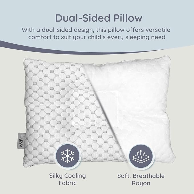 Lussi & Company Toddler Pillow 2 Year Old-13x19 Toddler Pillow - Pillow Protector-Toddler Pillows for Sleeping-Kids Pillow-Travel Pillows-Ergonomic Pillows for Kids-Patent Pending (White)