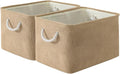 Organization and Storage Basket for Organizing - 17X15X12 inch 2 Pack Collapsible Baskets for Shelves, Fabric Storage Cubes with Rope, Storage Box for Cloth Decorative Gift (Beige)