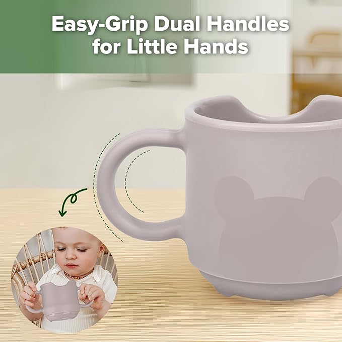 haakaa Silicone Toddler Cups, BPA Free Drop-Proof Training Open Cups for Baby 6 Months+, 5 Ounce (Suva Grey)