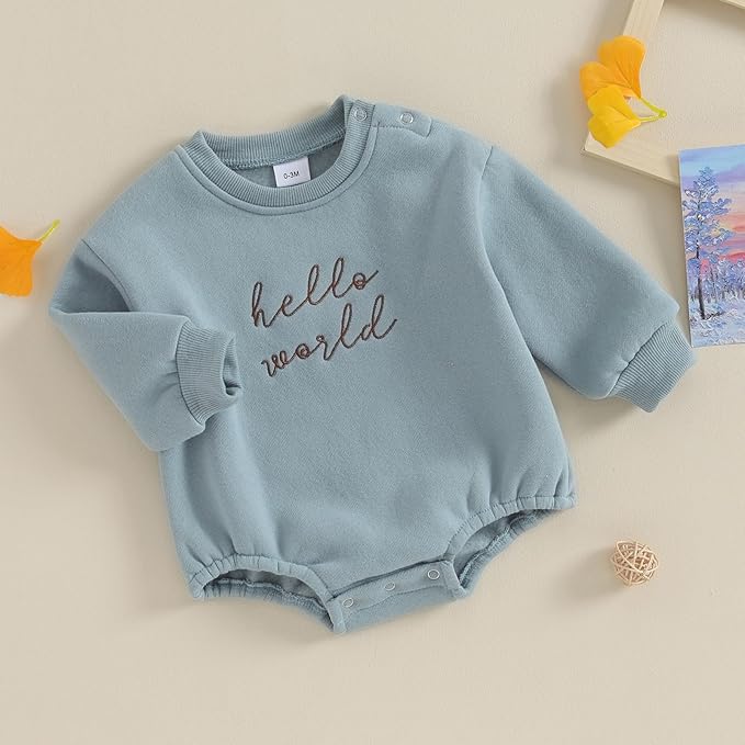VISGOGO Newborn Infant Baby Boy Girls Oversized Romper Little Dude Sweater Onesie Coming Home Outfit Neutral Clothes