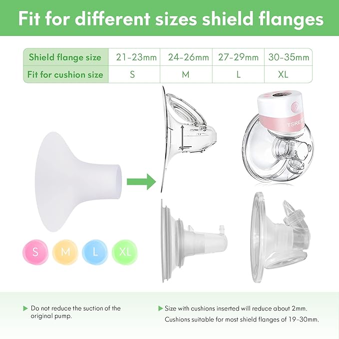 Mompmuri Breast Pump Cushion – XL | Breast Pump Accessory, Sizing Insert for Flange Shields | Elastic Nipple Flange Inserts | Silicone Lacteck Flange | Compatible with Flange Sizes 30-35mm (2 pc)