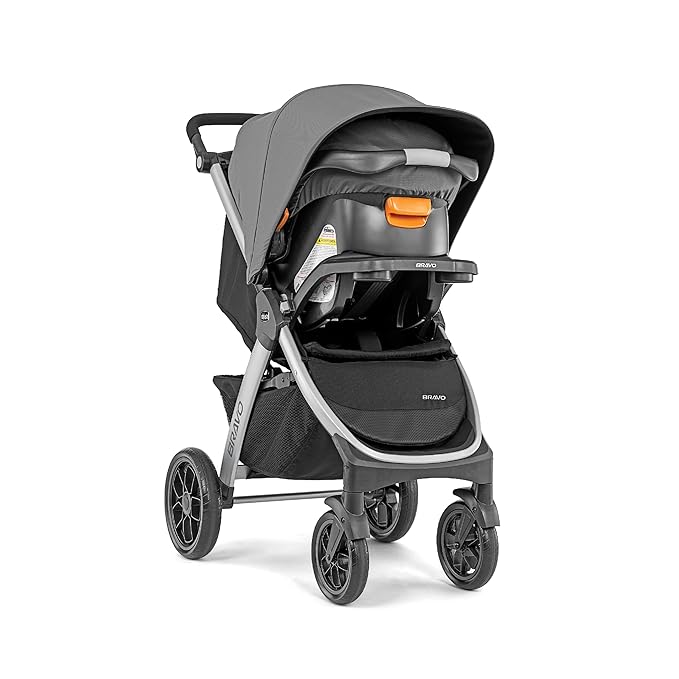 Chicco Bravo 3-in-1 Trio Travel System, Bravo Quick-Fold Stroller with KeyFit 30 Infant Car Seat and Base, Car Seat and Stroller Combo | Calla/Grey