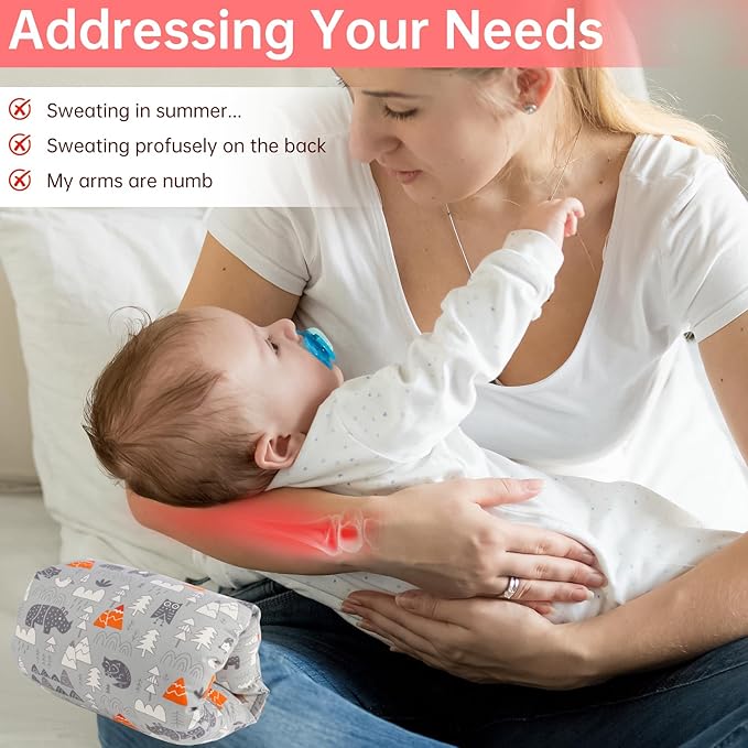 Cozy Cradle Pillow, Baby Feeding Arm Pillow,Soft Cotton Bottle Nursing Arm Pillows for Newborn,Breastfeeding Pillows for More Support for Mom and Baby,Ergonomic Nursing Essentials (Gray)
