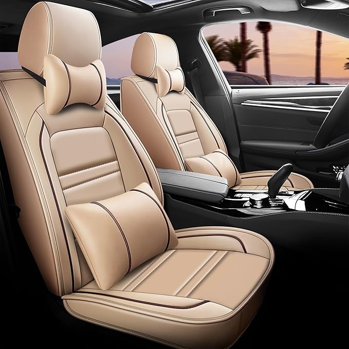 Car Seat Covers for Lexus Car rx350 2007-2024 | 5-Seats Seat Covers, Waterproof Seat Protectors, Automotive Seat Covers (Full Set with Pillow,Beige)