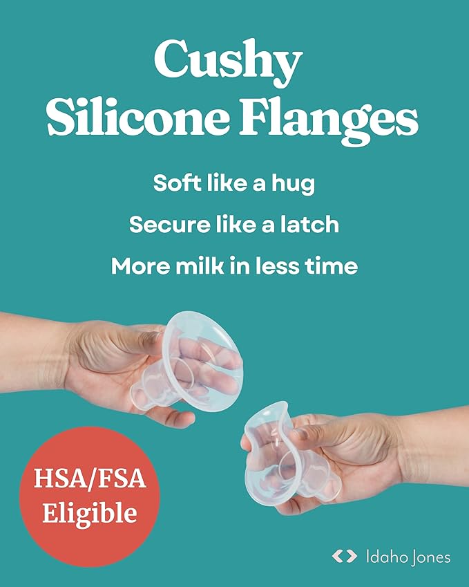 Smaller Cushy Silicone Flanges, Breast Shields - Replacement Pump Parts - for Spectra, Lansinoh, Medela Pumps - Great for Elastic Nipples - Double (2 Pack) - 13mm