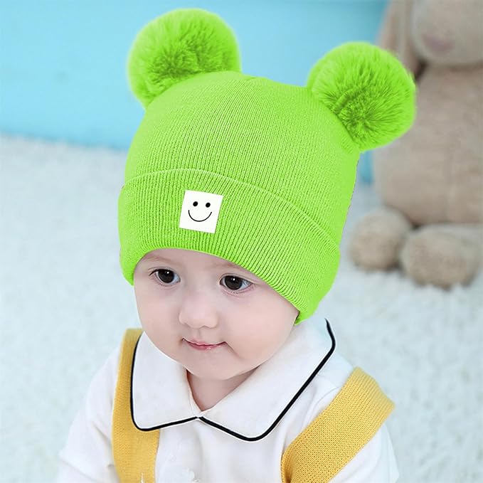 AZJ Baby Beanie Hat Toddler Infant Winter Knitted Hat Kids Soft Warm Pom Pom Beanie Cap for Boys Girls