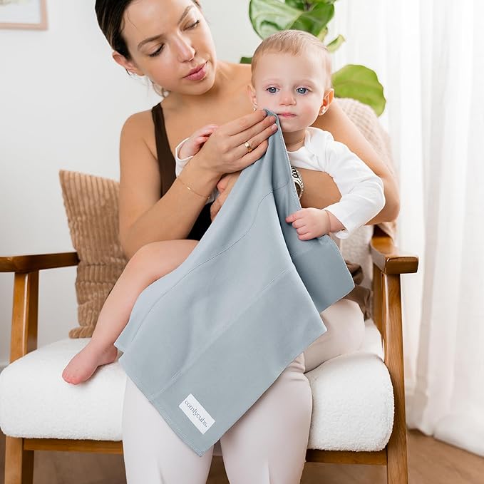 Comfy Cubs Baby Burp Cloths Set (Pack of 6) - Large, 6-Layer, Ultra Absorbent 100% Cotton for Infant Spit-Up, Drool, and Messes - Soft, Gentle, Thoughtful New Born Baby Gifts, Pacific Blue