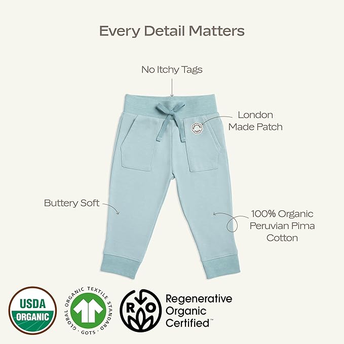 MON CHOU Organic Cotton Joggers - 100% Pima Cotton Baby Pants - Lightweight and Breathable Infant Pants for All Seasons