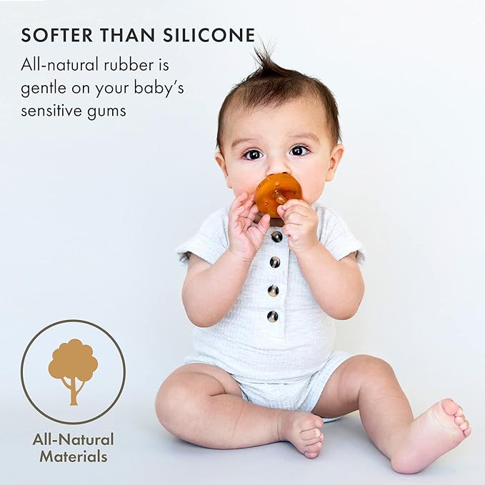 Natursutten Pacifiers 6-12 Months - 1-Pack Original Shield Round Nipple Natural Rubber Safe & Soft BPA-Free Pacifiers for Breastfeeding Babies - Newborn Pacifiers Made in Italy