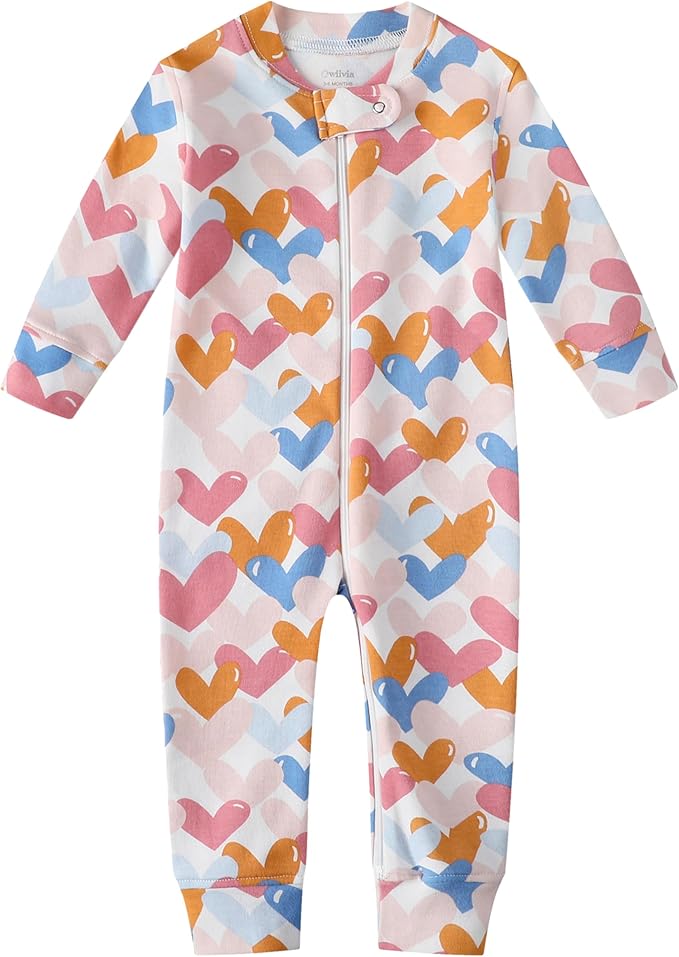 Owlivia Organic Cotton Baby Boy Girl Zip up Sleep 'N Play Pjs, Footless, Long Sleeve