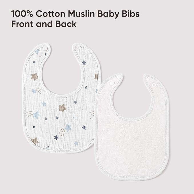 100% Cotton Muslin Baby Bibs 10-Pack Baby Drool Bibs for Unisex Baby Toddlers Infant Newborns Drooling and Teething