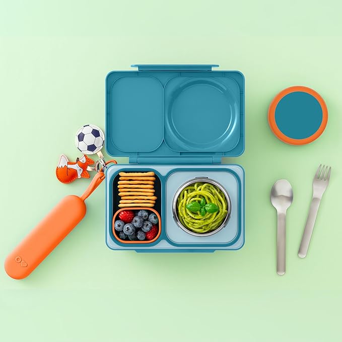 Omie OmieBox Travel Utensil Set | Fork and Spoon with Case for Easy Travel | Stainless Steel Fork and Spoon (Orange)
