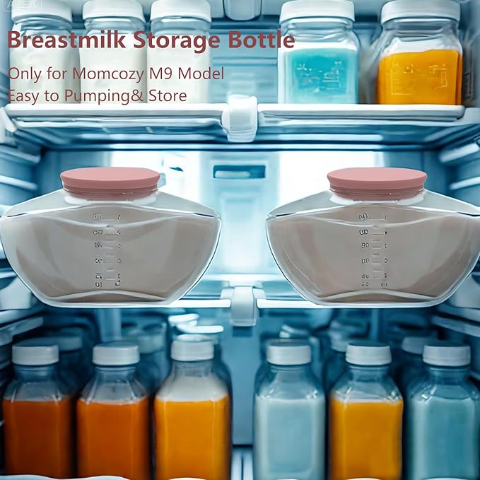 1 Pack Breastmilk Collection Replacement Accessories for Momcozy Upgraded Mobile Flow M9, Upgraded M9 Milk Container with Red Silicone Cap, Not Mom Cozy Original Parts