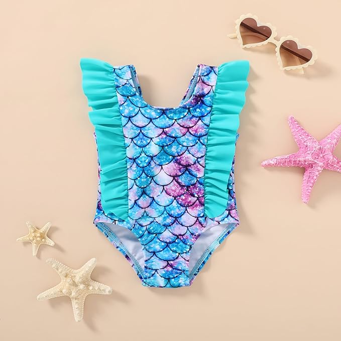 Happy Town One-Piece Infant Toddler Baby Girl Summer Swimsuit Watermelon Leopard Ruffle Swimwear Bikini Bathing Suit