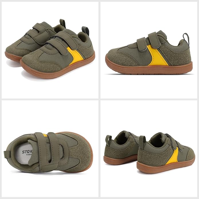 Toddler Wide Toe Box Barefoot Shoes Boys Girls Sneakers Zero Drop Kid Tennis Running Shoes Lightweight Non-Slip Comfortable Infant First Walking Shoe Outdoor Activities School