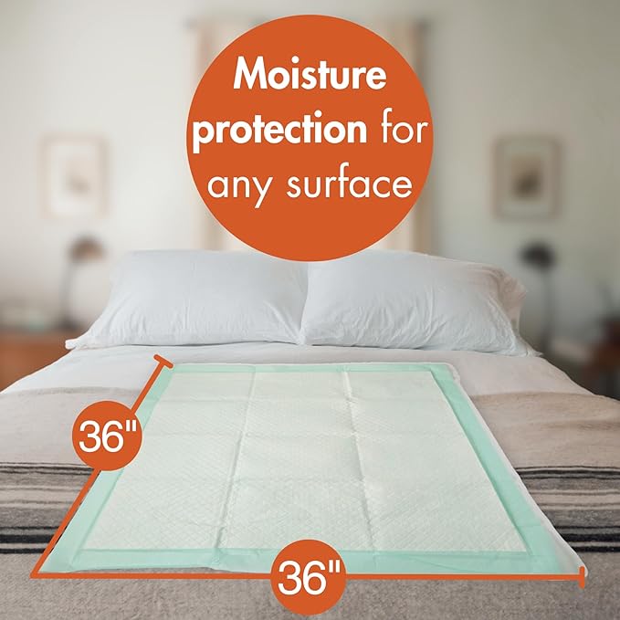 Caring Disposable Underpads 36 x 36 in, Heavy Absorbency Bed Pads, Chucks Pads, Puppy Pads, Baby Changing Pads, Incontinence Underpads for Adults, Pets, Babies, 20 Count Pack