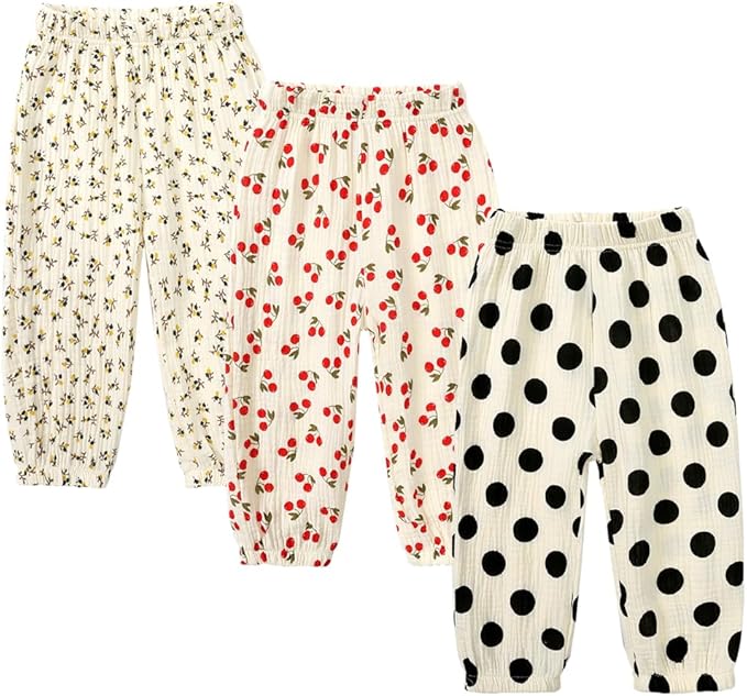 MYGBCPJS Baby Boys Girls Cotton Linen Trousers Kids Casual Ankle Pants Loose Long Bloomers