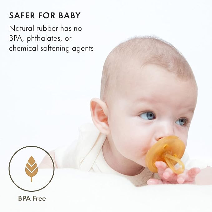Natursutten Pacifiers 12-18 Months - 2-Pack Original Shield Round Nipple Natural Rubber Safe & Soft BPA-Free Pacifier for Breastfeeding Babies - Newborn Pacifiers Made in Italy