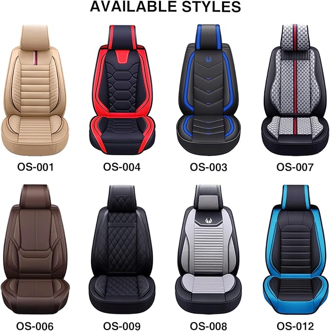OASIS AUTO Car Seat Covers Premium Waterproof Faux Leather Cushion Universal Accessories Fit SUV Truck Sedan Automotive Vehicle Auto Interior Protector Full Set (OS-001 Burgundy)