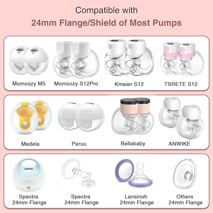 Flange Sizing Kit 15/17/19/21mm for 24mm Flange/Shield of Pumps, Flange Inserts Compatible with Momcozy M5/M6/S12 Pro/S9 Pro/V1 Pro, Spectra/Medela/eufy/TSRETE Breast Pump Replacement Accessories