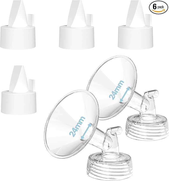 Flange Inserts for Spectra, Spectra Replacement Pump Parts for S1/S2/9 Plus, Not Original Accessories, Breast Pump Parts Include 2-Pack 24mm Flanges and 4-Pack Duckbill Valves