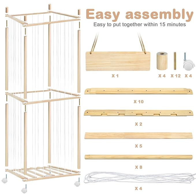 Stuffed Animal Zoo Storage Cage Wooden, Space Save Toy Organizer, Extra Large Capacity Plush Toy Cage,Stuffed Animal Holder, Perfect for Gift for Nursery PlayRoom Bedroom KidRoom Chirstmas Gift