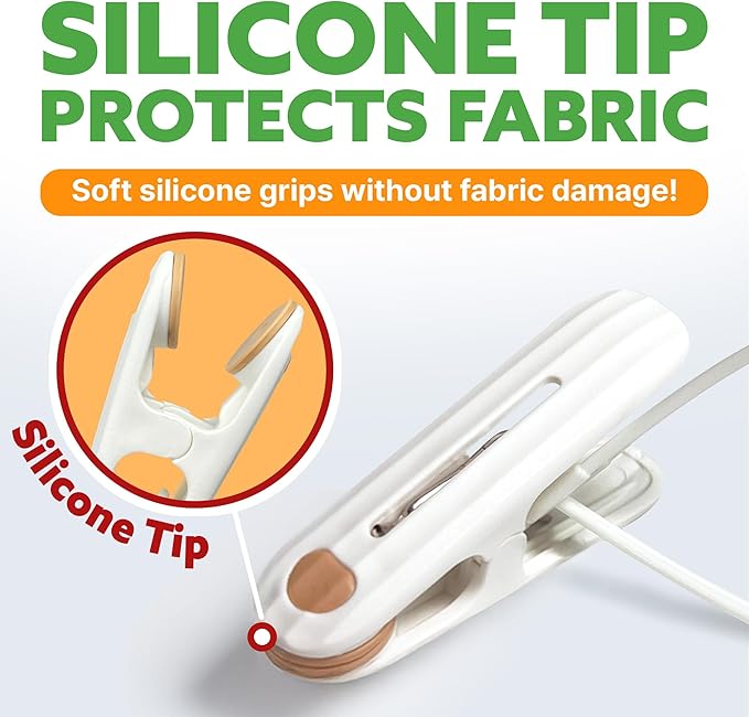 HASHI Premium Baby Clothes & Pants Clips 36 Pack, Silicone Pads for Non-Slip Hanger Clips, Space-Saving Organizer for Baby & Toddler Laundry, Closet, Socks, Stroller, Travel & Drying Rack