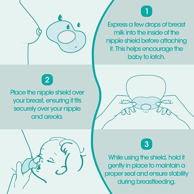 CheriBaby Nipple Shield, Contact Nipple Shield for Breastfeeding with Difficulty Sucking or Flat or Inverted Nipples, 1 Pair with Carrying Case, 100% Food Grade Silicone, BPA/BPS Free, 24mm