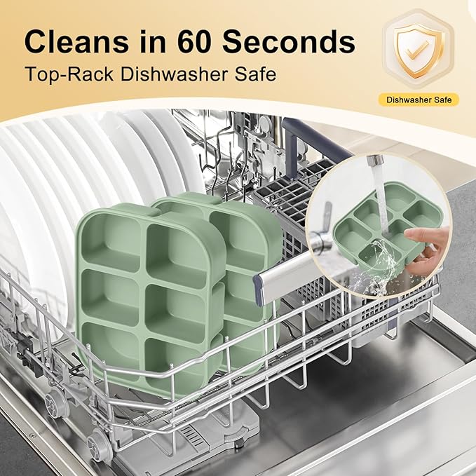 Ice Cube Tray 2 Pack – Stackable Large Silicone Ice Cube Freezer Molds & Easy Release Square Ice Cube Maker with Removable Lid BPA Free for Cocktail,Whiskey，Soup Baby Food