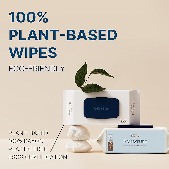 BEBESUP- Korea’s #1 Signature Eco Baby Wipes- 100% Plant-Based 99% Drinkable Water-Based Unscented Ultra-Thick Organic baby wipes Hypoallergenic for sensitive skin Flip-Top 560 Count (8 Packs)