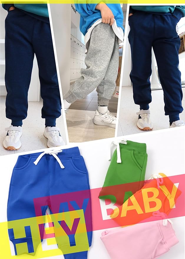 CuteOn Unisex Toddler Jogger Pants Kids Cotton Elastic Waist Winter Baby Sweatpants Pants 1-5Years