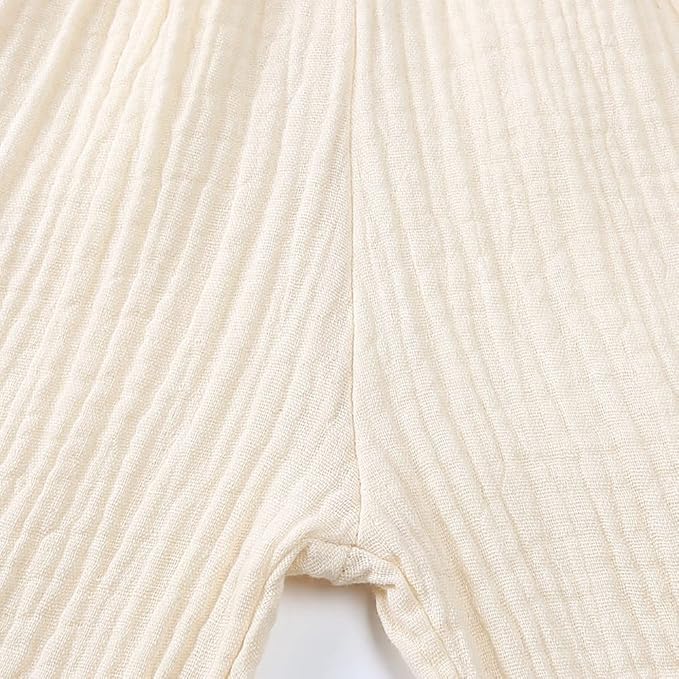 MYGBCPJS Baby Boys Girls Cotton Linen Trousers Kids Casual Ankle Pants Loose Long Bloomers