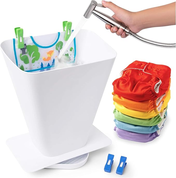 Cloth Diaper Sprayer Splatter Shield - White, Plastic, 1 Count - Splash-Proof Diaper Sprayer Shield - Essential Baby Registry Must-Haves - Portable Nursery Bucket for Baby Essentials